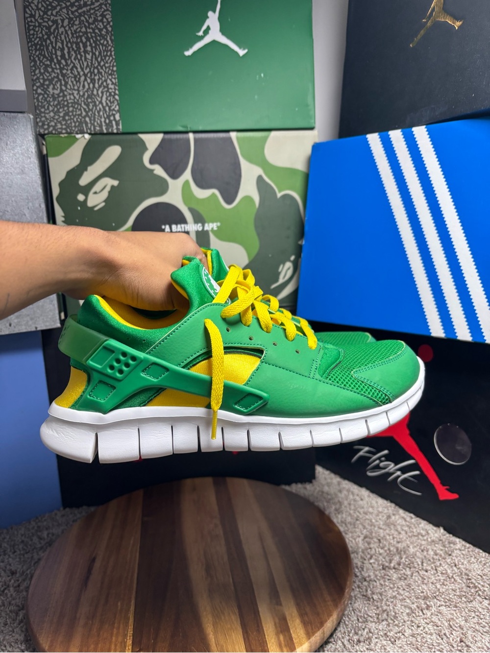 Nike Green and Yellow Men's Athletic Sneakers